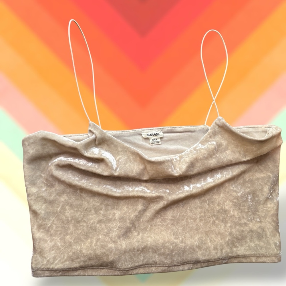 ✨Garage✨ cropped velvet cowl-neck camisole - Picture 3 of 6